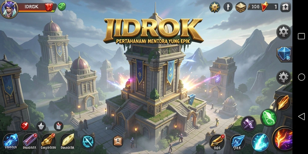 Tampilan gameplay menakjubkan dari IDROK dalam aksi Tower Defense.