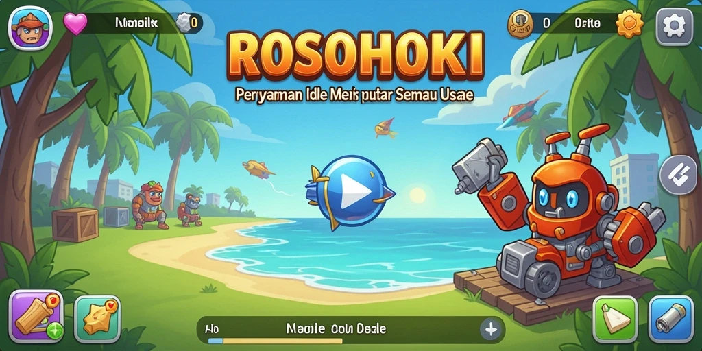 Tangkapan layar dari gameplay ROSOHOKI menampilkan aktivitas dan karakter yang berwarna-warni.